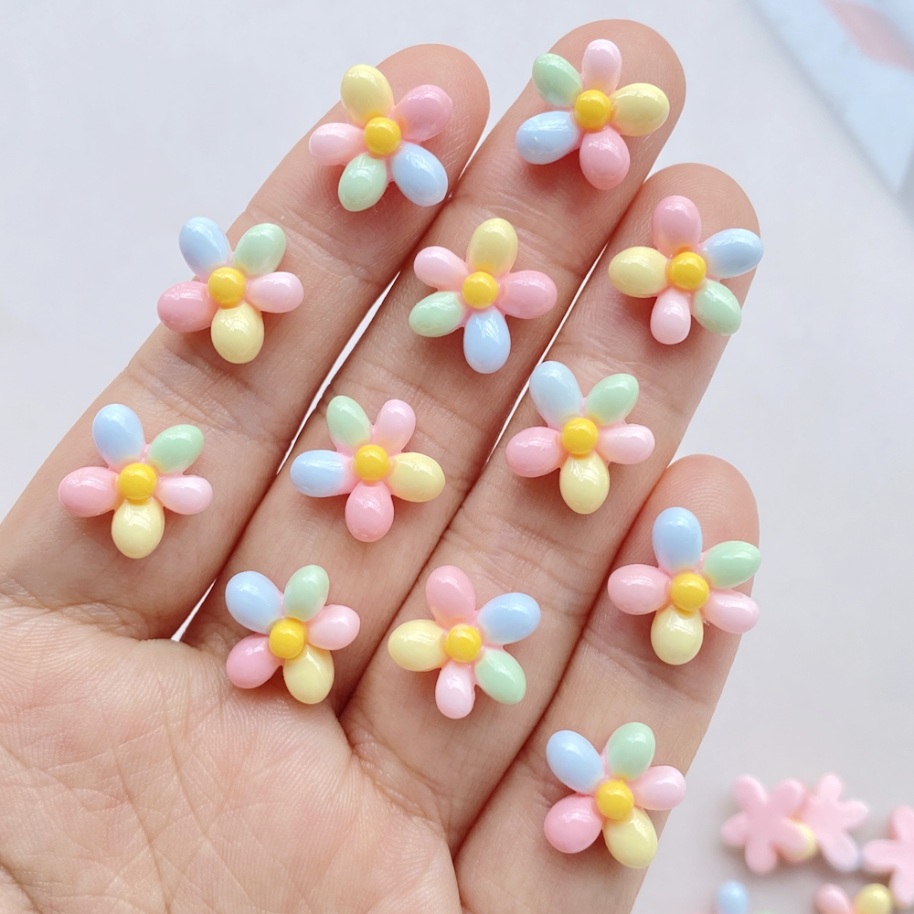 Resin Art Design For Wedding - 20Pcs Cute Cartoon Mini Colored Flowers