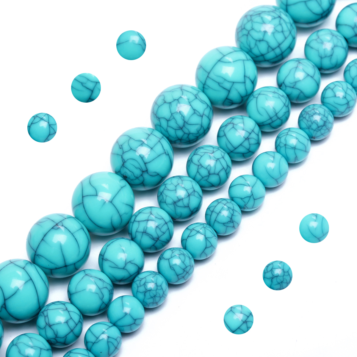 Resin Art Bracelet - 6-16mm 50-5Pcs Imitated Stone Turquoises Round