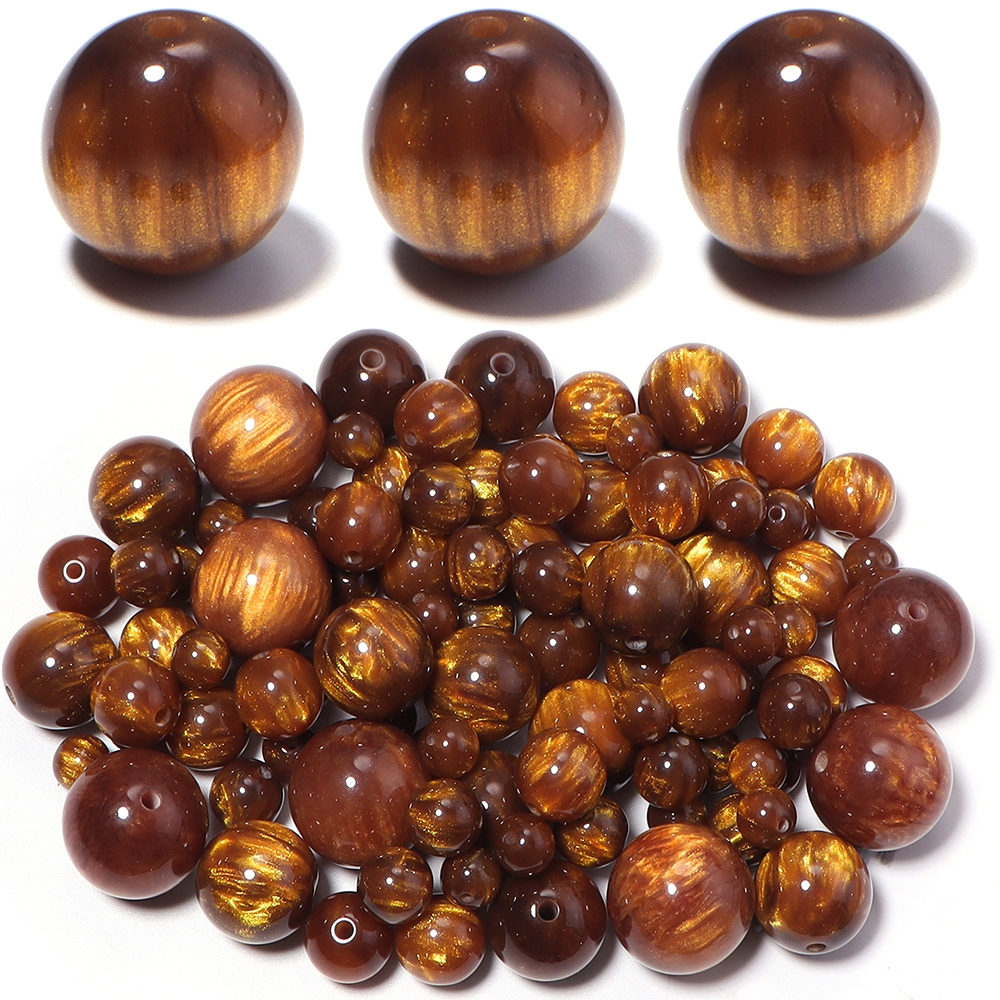 Resin Art Bracelet - 5-30pcs/lot 8-20mm Gilding Resin Beads Gold