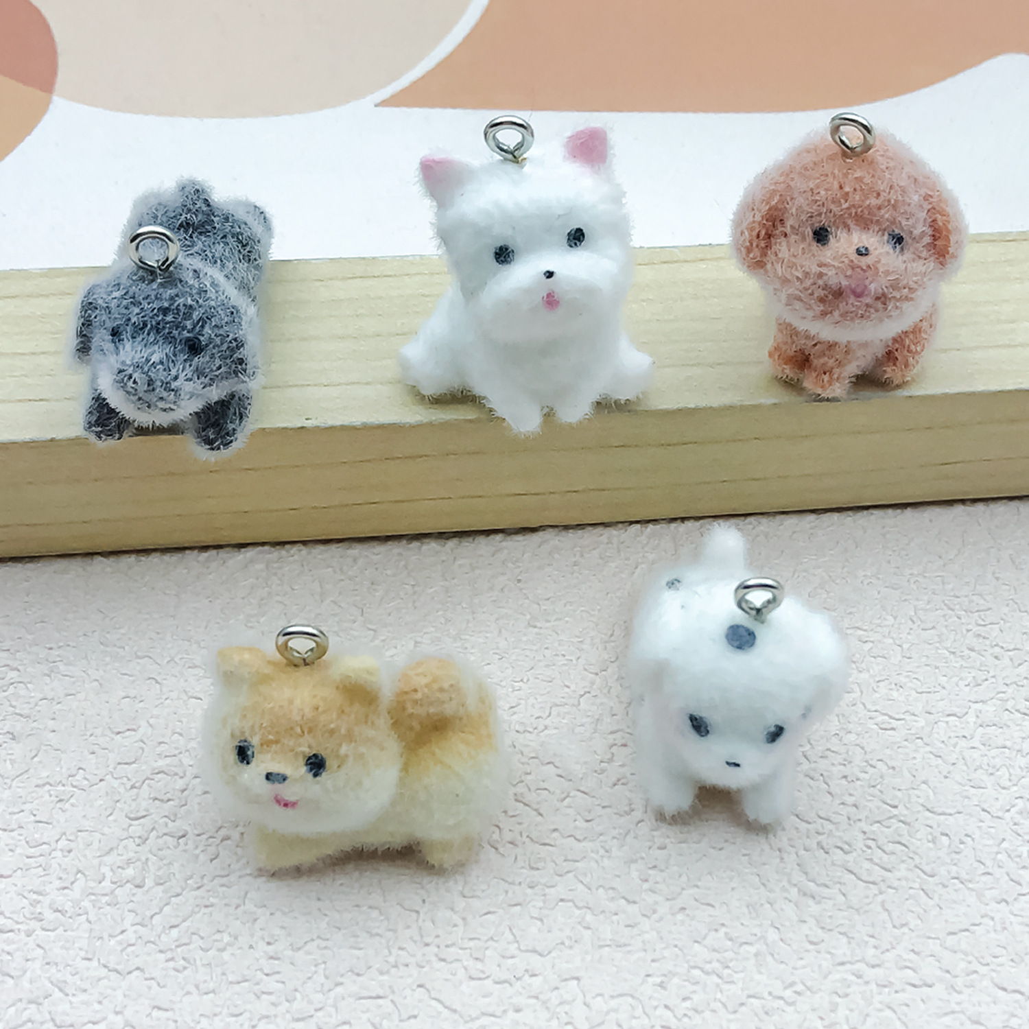 Resin Art Bracelet - 5pcs&1pc Flocked Resin Animal (Dog, Unicorn,