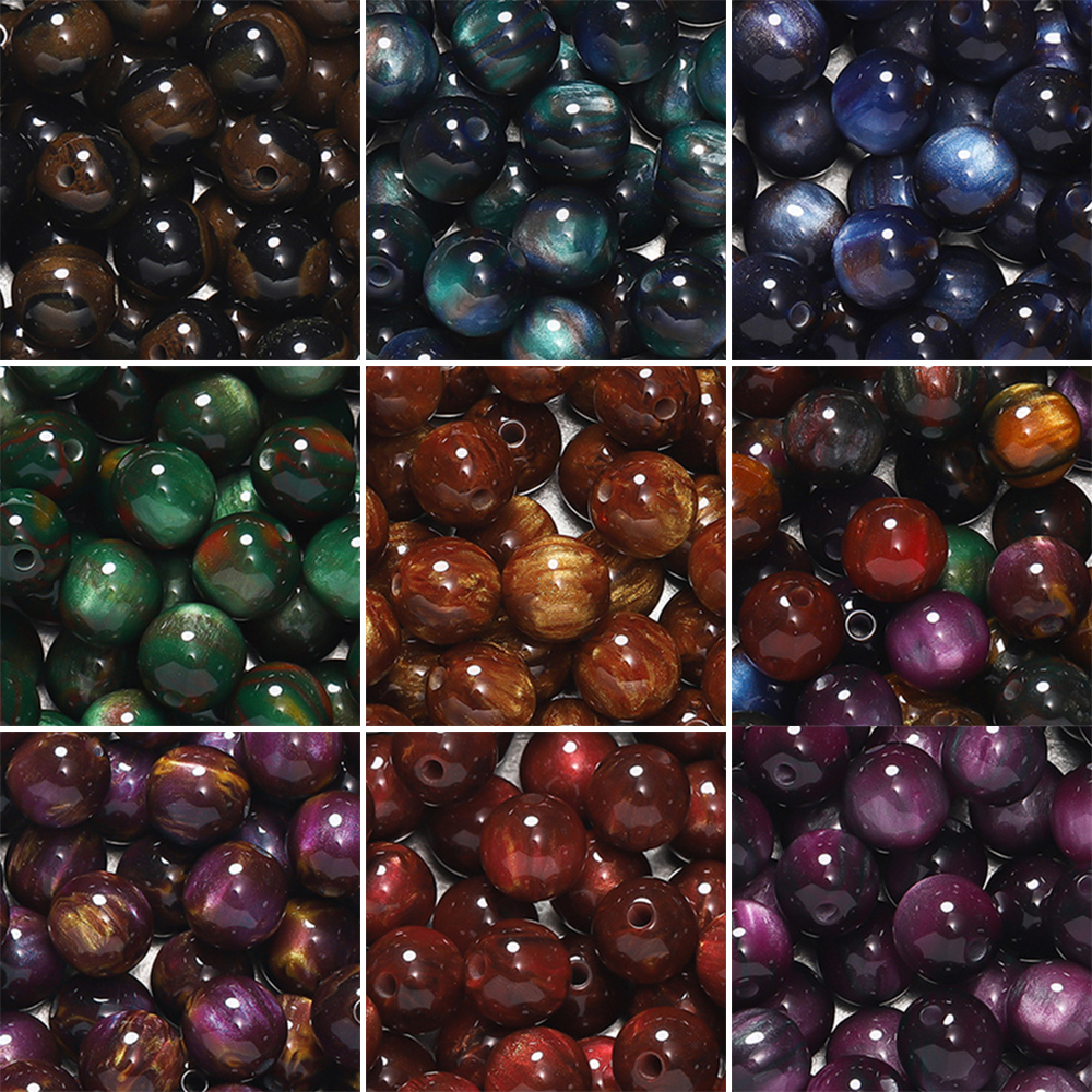 Resin Art Bracelet - 20-50pcs/lot Glitter Imitation Cat Eye Round