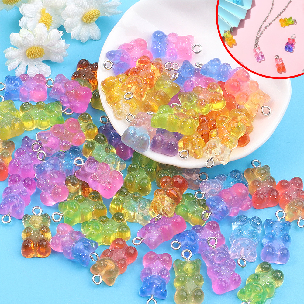 Resin Art Bracelet - 10/30/60pcs Dual Color Resin Bear Shaped