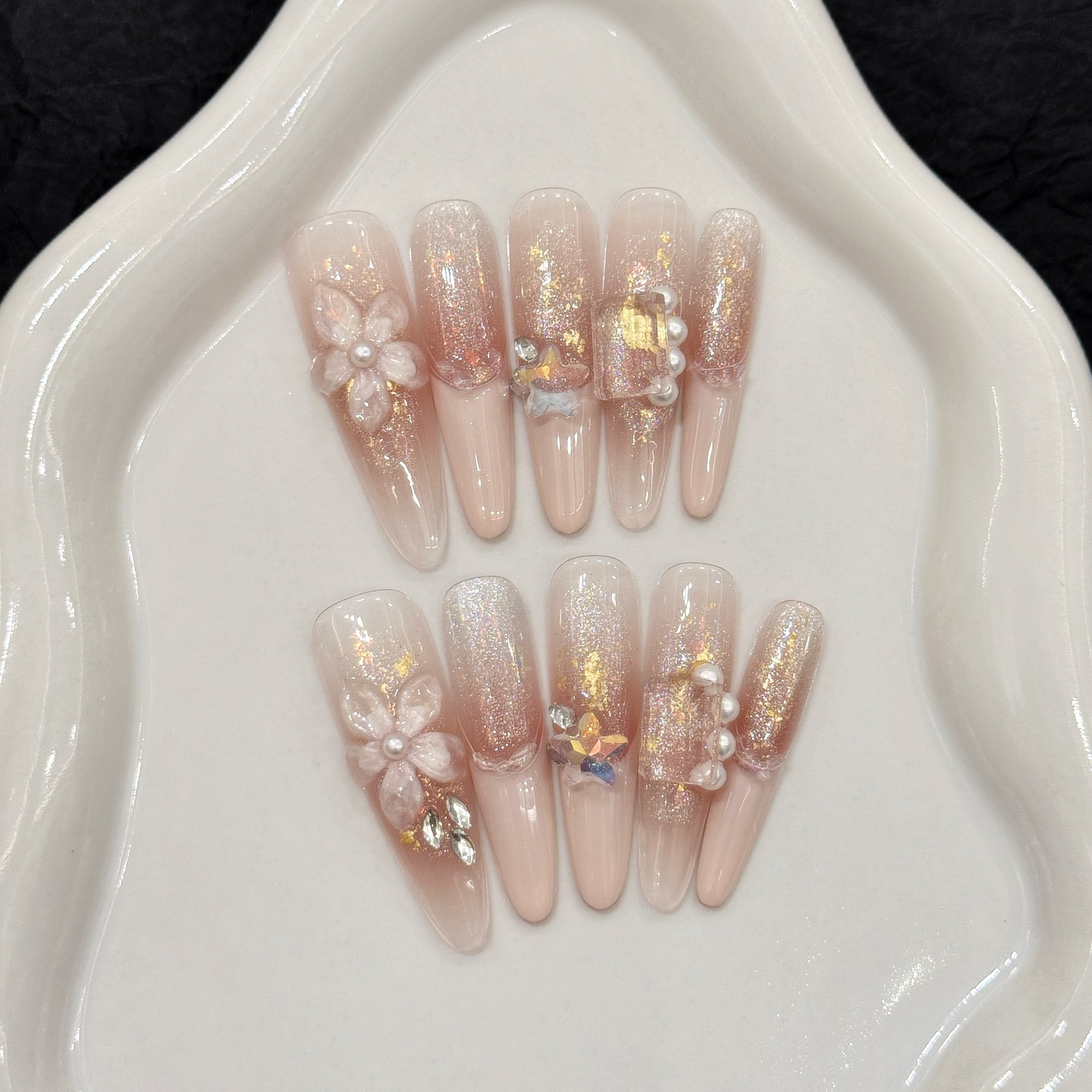 Resin Art Glitter - 10pcs Pure Hand Pressed Stiletto Nail