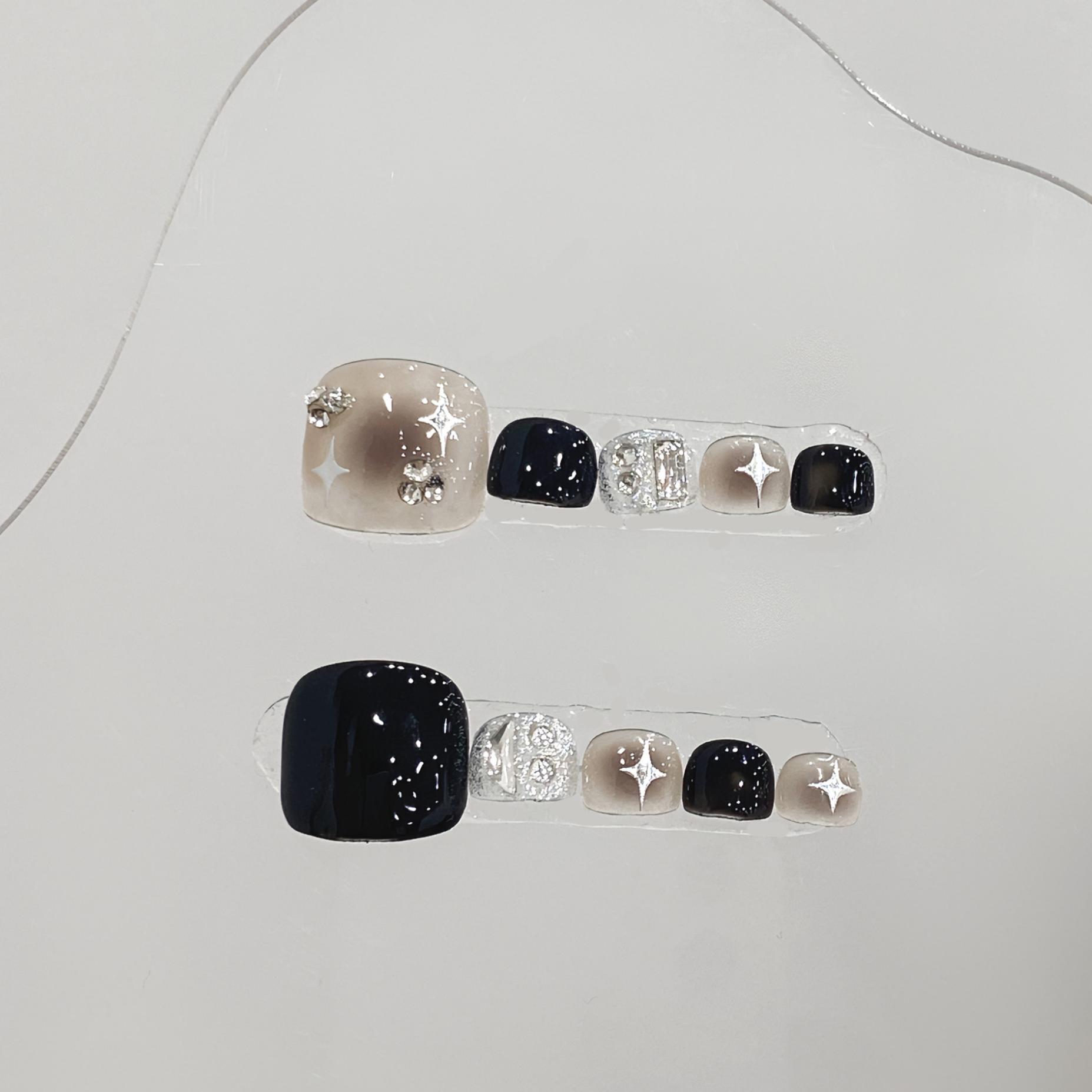 Resin Art Glitter - 10pcs Glossy Square Fake Toenails Handmade