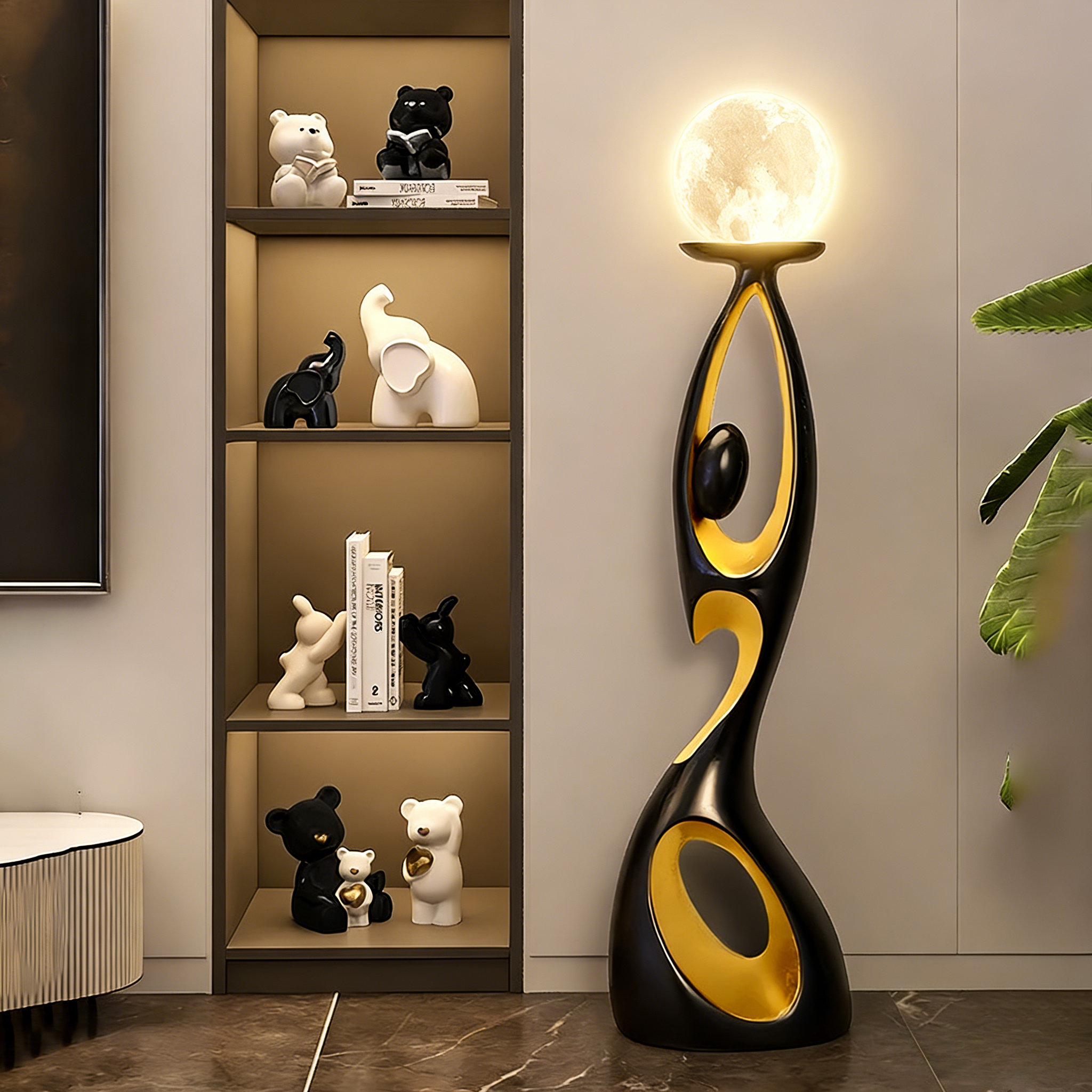 Art Deco Floor Lamp Moon Color - Resin Art On Floor 评论和价格