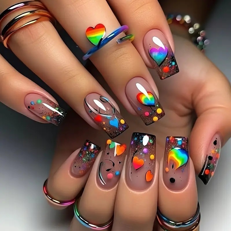 24PCS Nude Press on Nails Shor - Resin Art Glitter 评论和价格