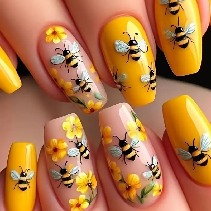 24PCS Nude Press on Nails Shor - Resin Art Glitter 评论和价格