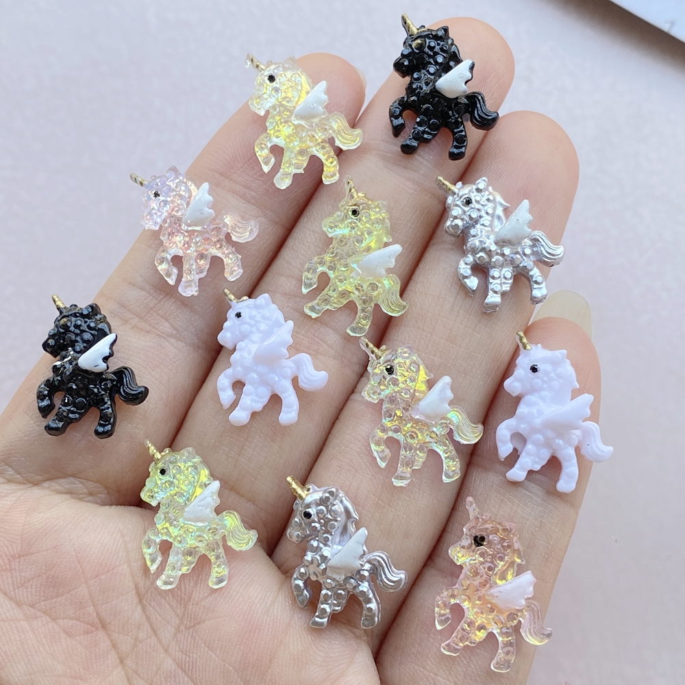 10Pcs Cute Mini Cartoon Unicor - Resin Art Design For Wedding 评论和价格