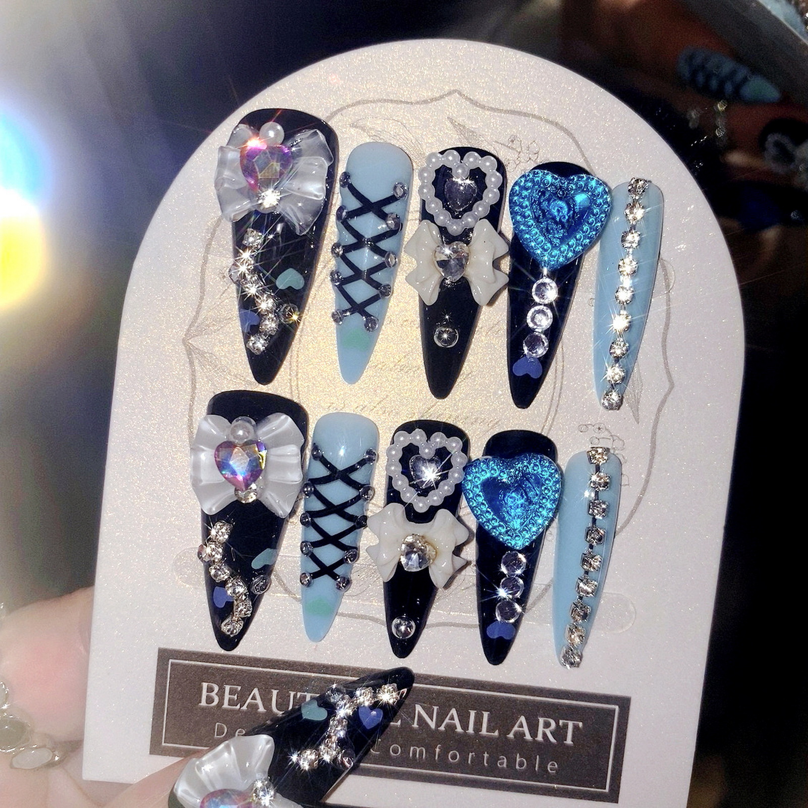 24pcs 3D Bow Decor False Nails - Resin Art Glitter 评论和价格