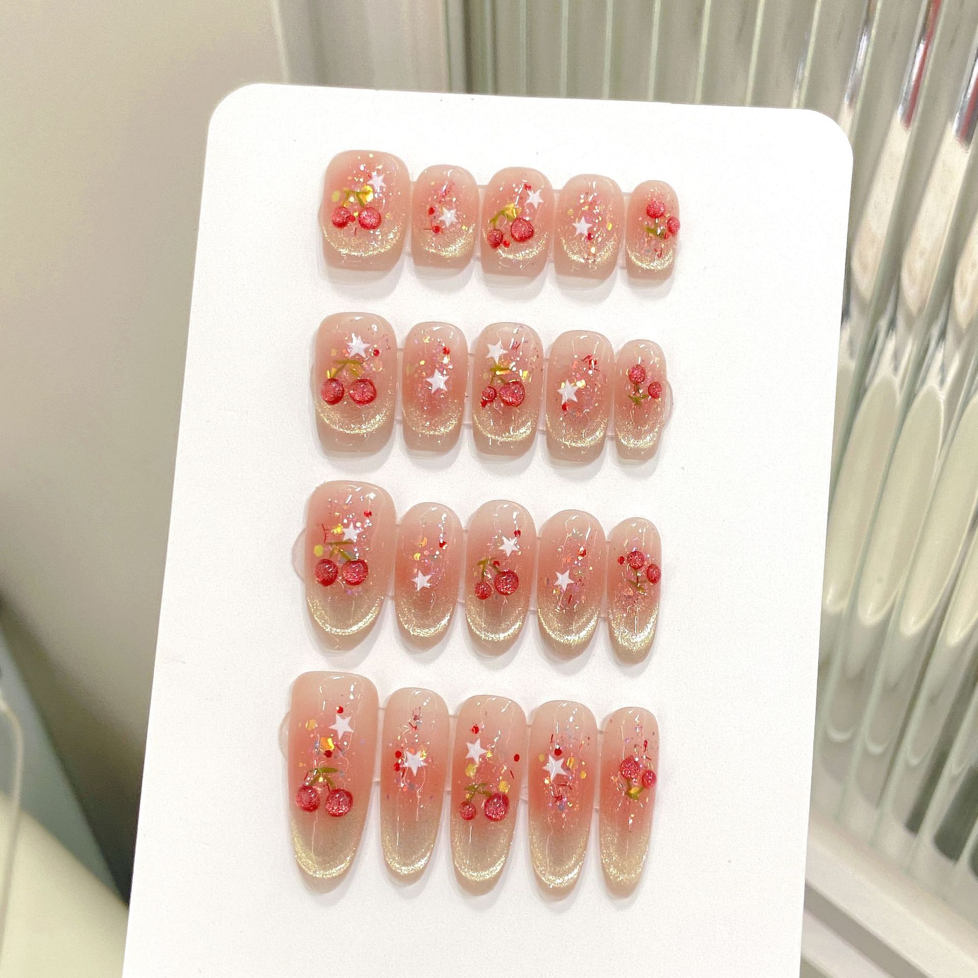 10pcs Sweet Cherry Press On Na - Resin Art Glitter 评论和价格