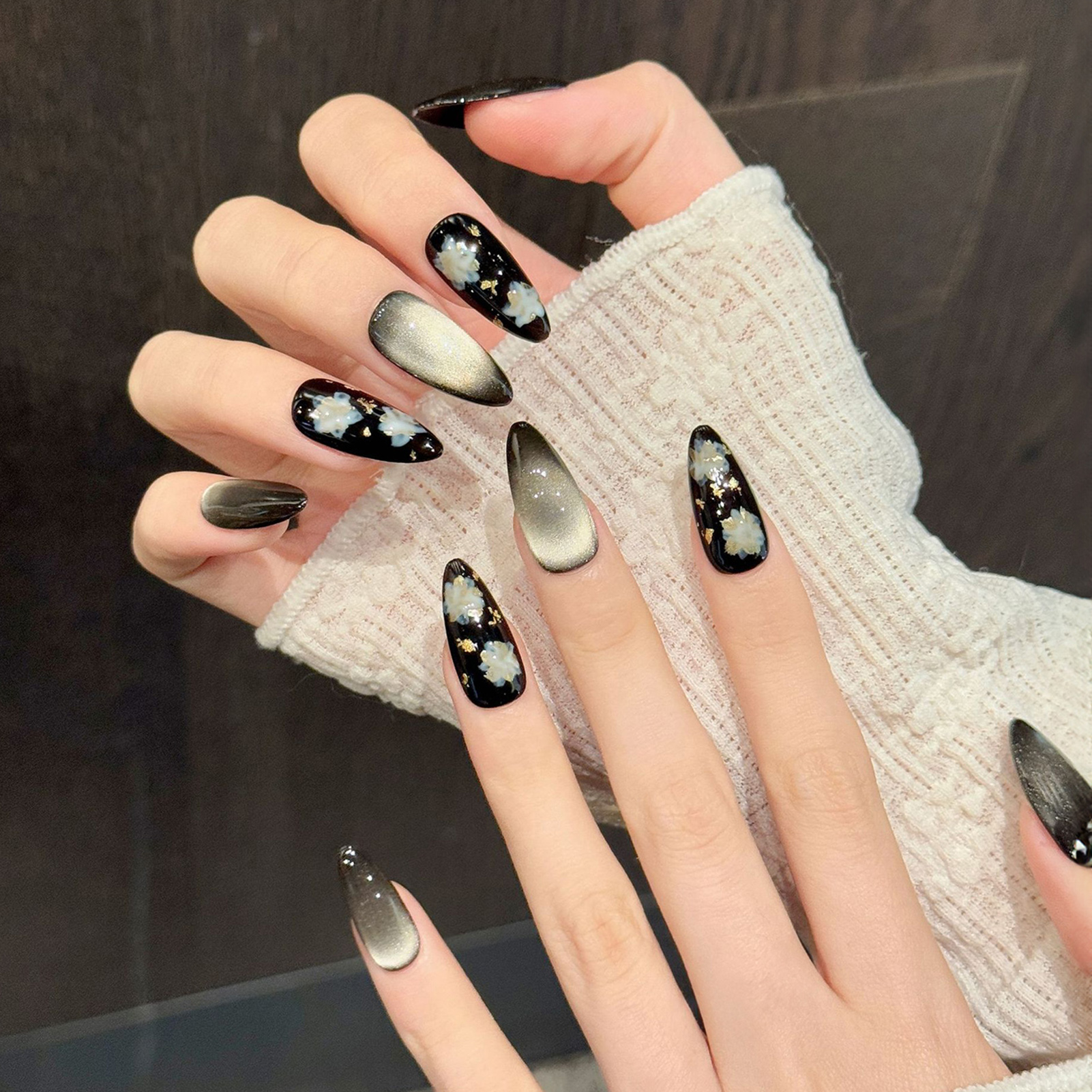 10pcs Shiny Black-Gold Cat's E - Resin Art Glitter 评论和价格