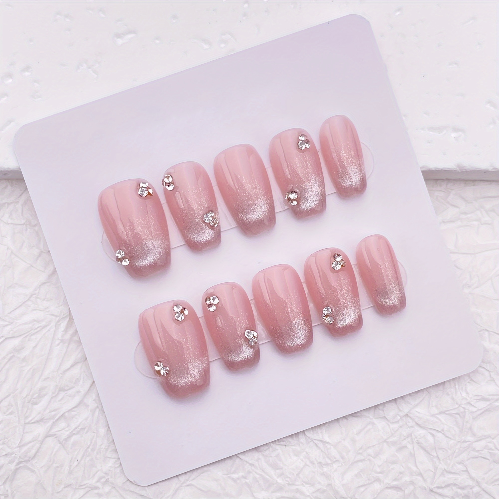 10pcs Handmade Press On Nails, - Resin Art Glitter 评论和价格