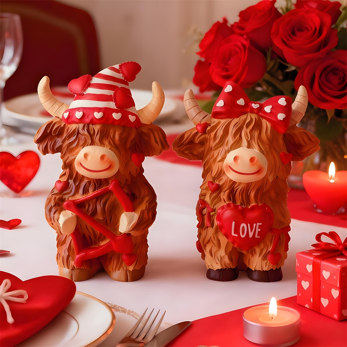 Highland Cow Couple Resin Orna - Resin Art Design For Wedding 评论和价格