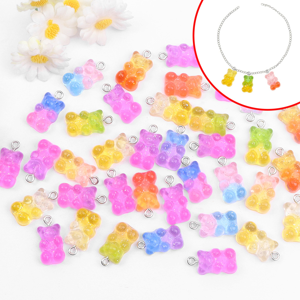 60pcs Dual Color Resin Bear Sh - Resin Art Bracelet 评论和价格