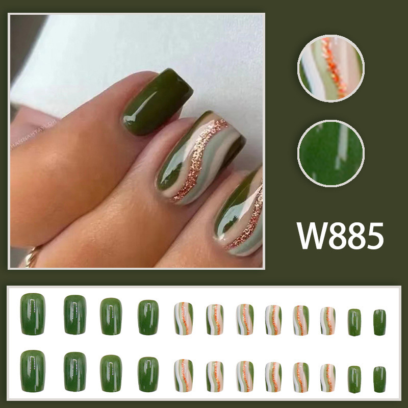 96pcs Green Forest Style Nail  - Resin Art Using Flowers 评论和价格