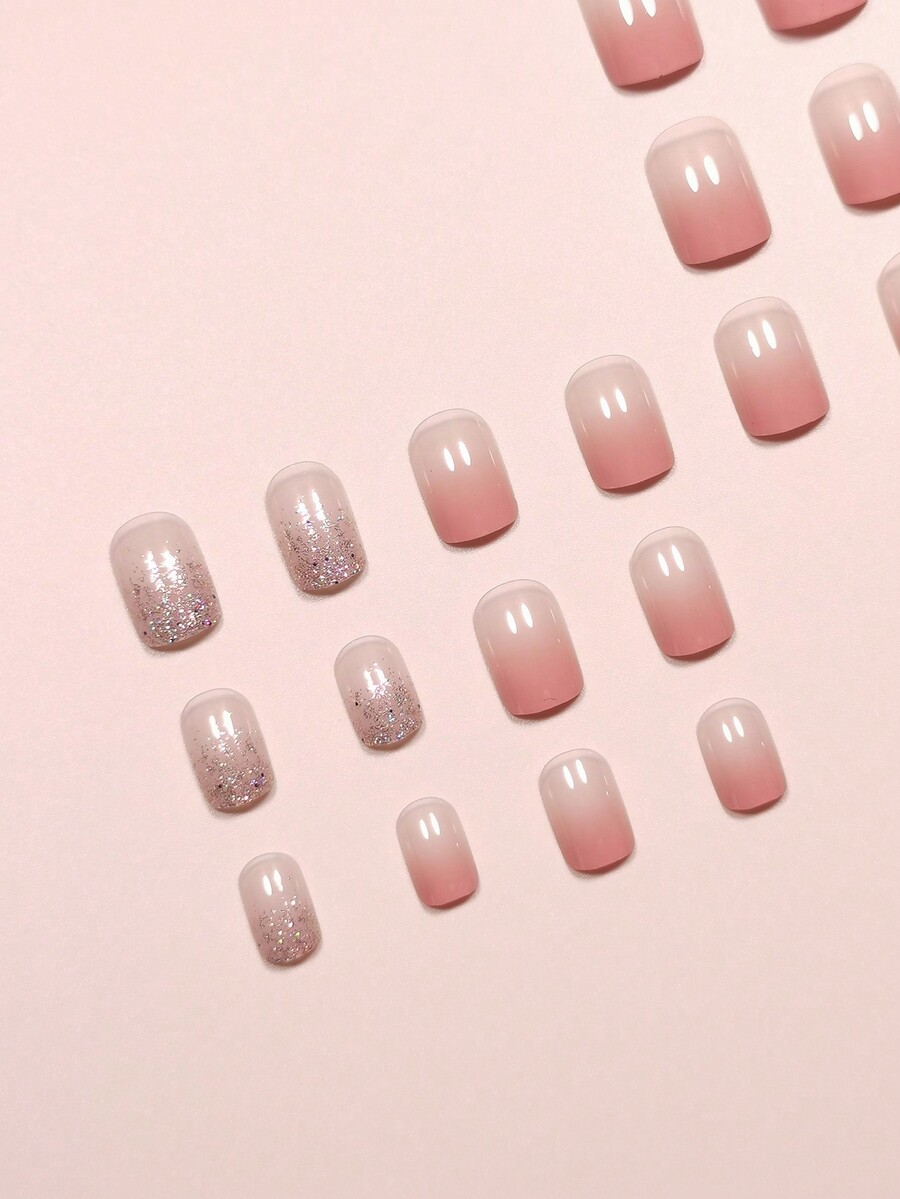 24Pcs Short Square Press On Na - Resin Art Glitter 评论和价格