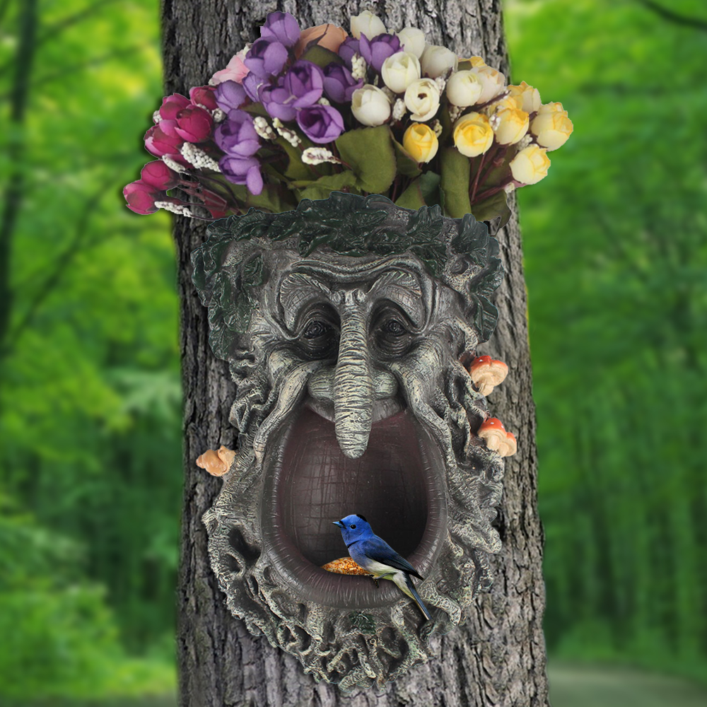 Bird Feeder Tree Faces Decor O - Resin Art Using Flowers 评论和价格